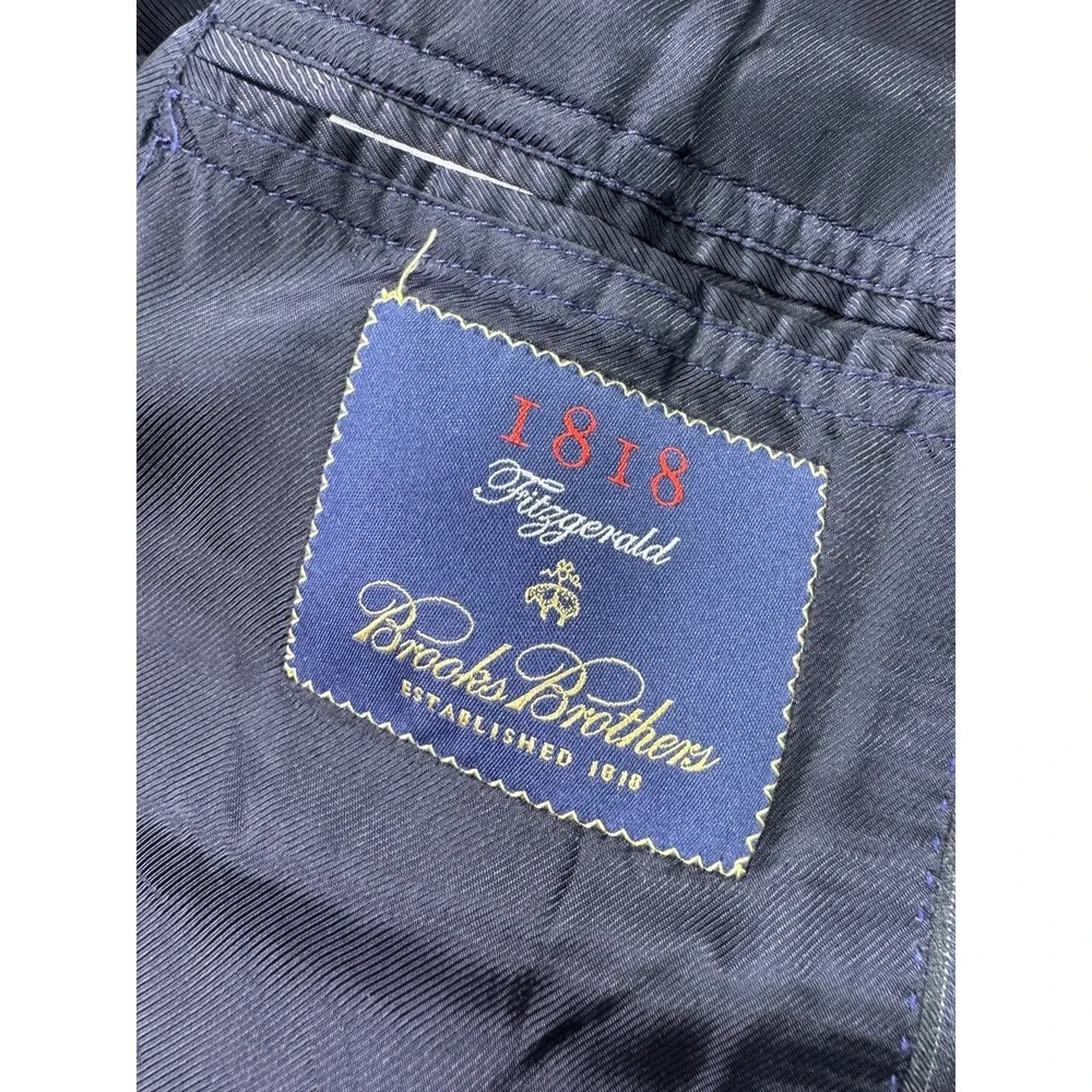 Brooks Brothers 1818 Fitzgerald Blazer 42L Reda Wool Grey Blue Stripe Sport Coat